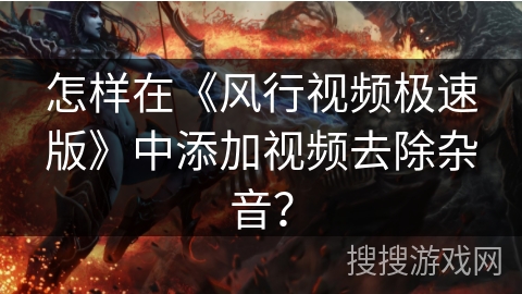 怎样在《风行视频极速版》中添加视频去除杂音？