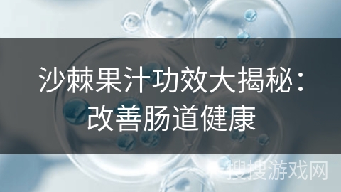 沙棘果汁功效大揭秘：改善肠道健康