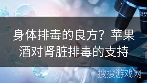 身体排毒的良方？苹果酒对肾脏排毒的支持