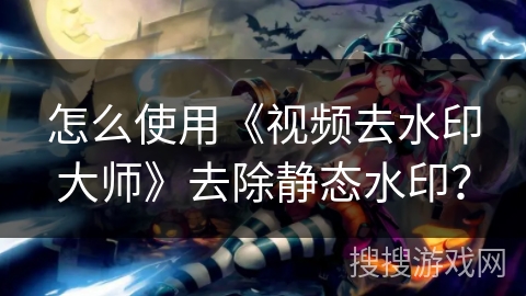 怎么使用《视频去水印大师》去除静态水印？