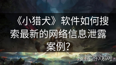《小猎犬》软件如何搜索最新的网络信息泄露案例？