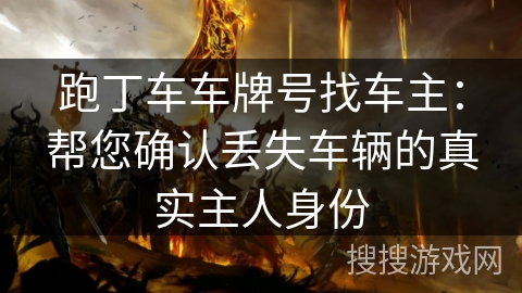 跑丁车车牌号找车主：帮您确认丢失车辆的真实主人身份