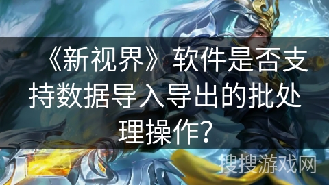 《新视界》软件是否支持数据导入导出的批处理操作？