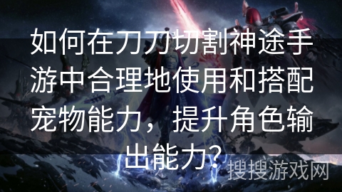 如何在刀刀切割神途手游中合理地使用和搭配宠物能力，提升角色输出能力？