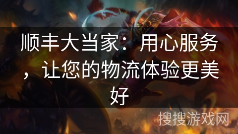 顺丰大当家：用心服务，让您的物流体验更美好