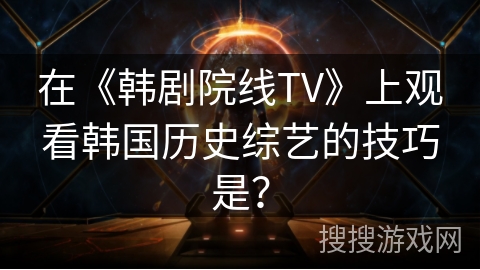 在《韩剧院线TV》上观看韩国历史综艺的技巧是？