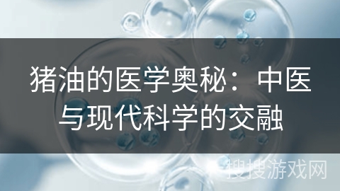 猪油的医学奥秘：中医与现代科学的交融