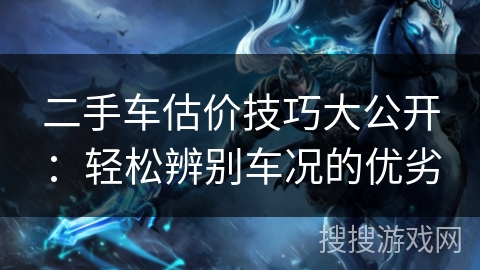 二手车估价技巧大公开：轻松辨别车况的优劣