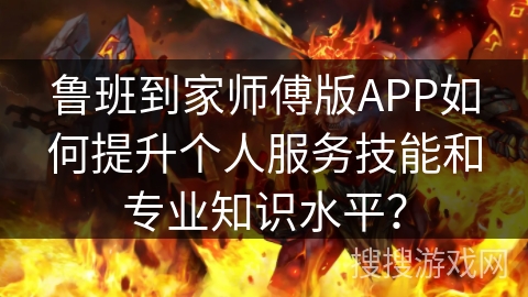 鲁班到家师傅版APP如何提升个人服务技能和专业知识水平？