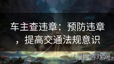 车主查违章：预防违章，提高交通法规意识