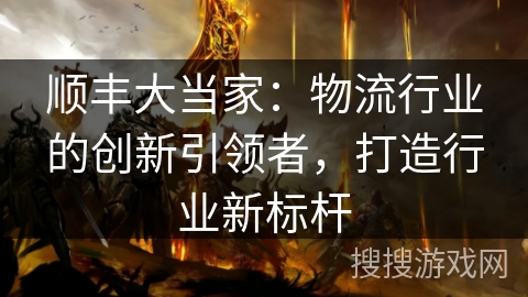 顺丰大当家:物流行业的创新引领者,打造行业新标杆 顺丰大当家:物流行业的创新引领者,打造行业新标杆