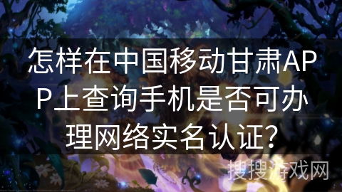 怎样在中国移动甘肃APP上查询手机是否可办理网络实名认证？