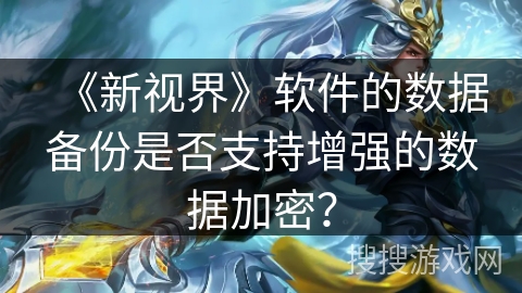 《新视界》软件的数据备份是否支持增强的数据加密? 《新视界》软件的数据备份是否支持增强的数据加密?