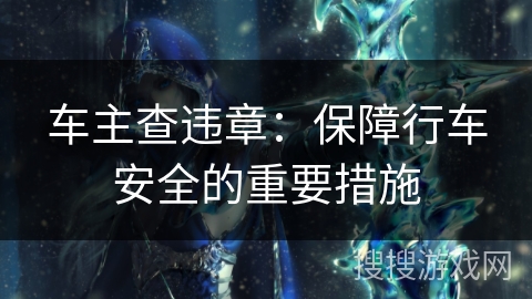 车主查违章：保障行车安全的重要措施