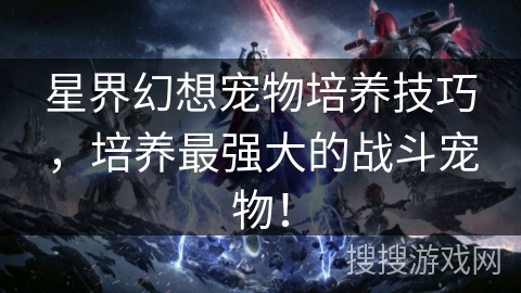 星界幻想宠物培养技巧,培养最强大的战斗宠物! 星界幻想宠物培养技巧,培养最强大的战斗宠物!