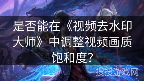 是否能在《视频去水印大师》中调整视频画质饱和度？