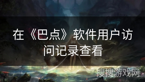 在《巴点》软件用户访问记录查看 在《巴点》软件用户访问记录查看