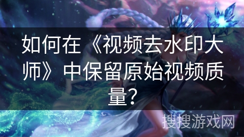 如何在《视频去水印大师》中保留原始视频质量？