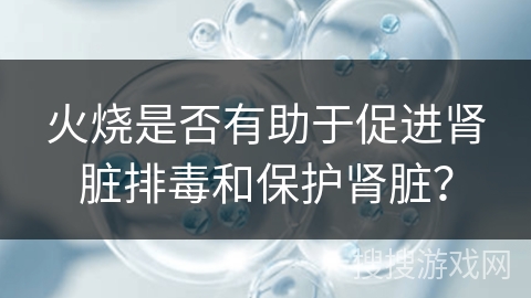 火烧是否有助于促进肾脏排毒和保护肾脏?