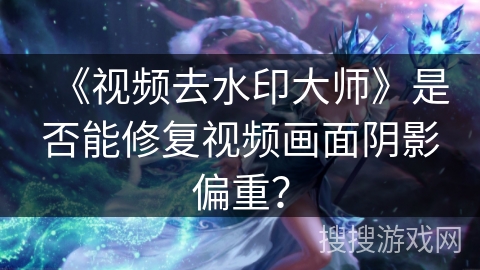 《视频去水印大师》是否能修复视频画面阴影偏重？
