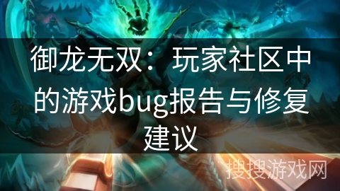 御龙无双：玩家社区中的游戏bug报告与修复建议