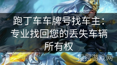 跑丁车车牌号找车主:专业找回您的丢失车辆所有权 跑丁车车牌号找车主:专业找回您的丢失车辆所有权