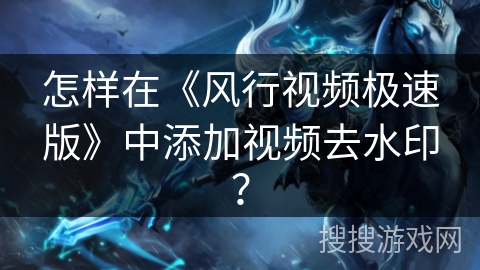 怎样在《风行视频极速版》中添加视频去水印？