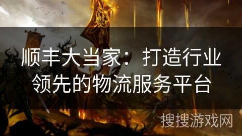 顺丰大当家：打造行业领先的物流服务平台