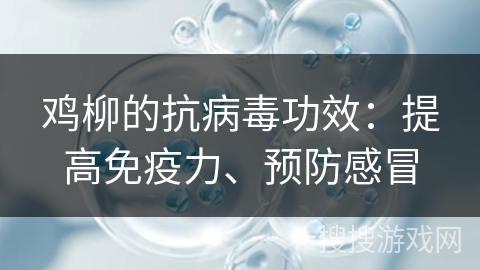 鸡柳的抗病毒功效:提高免疫力、预防感冒