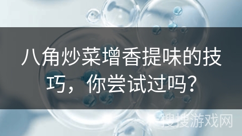 八角炒菜增香提味的技巧,你尝试过吗?