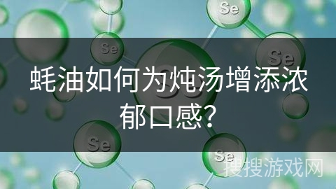 蚝油如何为炖汤增添浓郁口感？