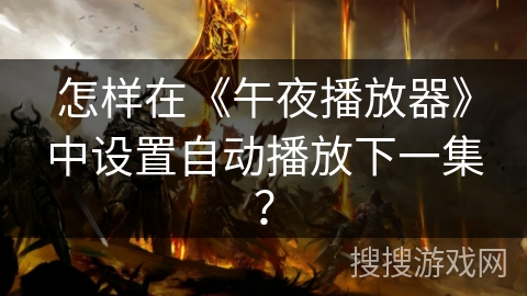 怎样在《午夜播放器》中设置自动播放下一集？