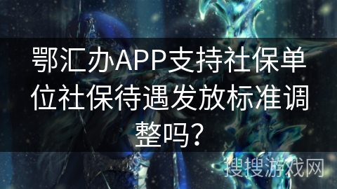 鄂汇办APP支持社保单位社保待遇发放标准调整吗？
