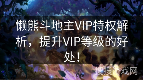 懒熊斗地主VIP特权解析，提升VIP等级的好处！
