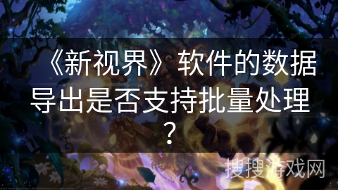 《新视界》软件的数据导出是否支持批量处理? 《新视界》软件的数据导出是否支持批量处理?