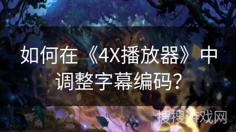如何在《4X播放器》中调整字幕编码? 如何在《4X播放器》中调整字幕编码?