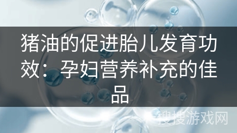 猪油的促进胎儿发育功效:孕妇营养补充的佳品 猪油的促进胎儿发育功效:孕妇营养补充的佳品