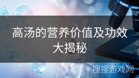 高汤的营养价值及功效大揭秘