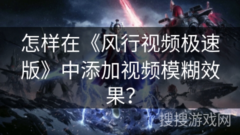 怎样在《风行视频极速版》中添加视频模糊效果？