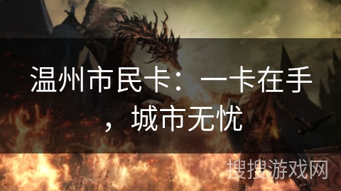 温州市民卡:一卡在手,城市无忧 温州市民卡:一卡在手,城市无忧