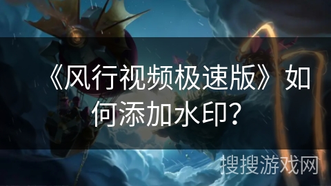 《风行视频极速版》如何添加水印? 《风行视频极速版》如何添加水印?