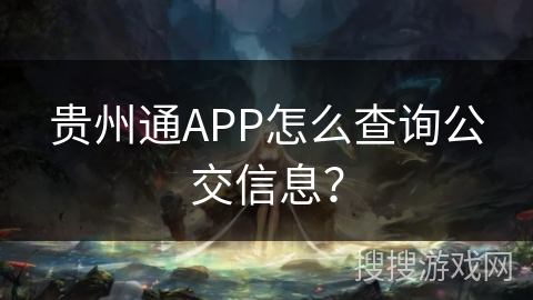 贵州通APP怎么查询公交信息? 贵州通APP怎么查询公交信息?