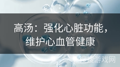 高汤：强化心脏功能，维护心血管健康