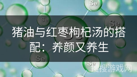 猪油与红枣枸杞汤的搭配：养颜又养生