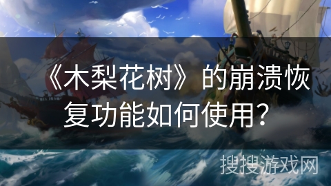《木梨花树》的崩溃恢复功能如何使用? 《木梨花树》的崩溃恢复功能如何使用?