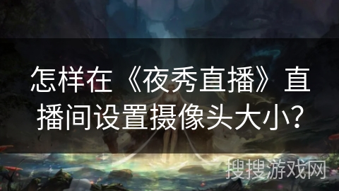 怎样在《夜秀直播》直播间设置摄像头大小? 怎样在《夜秀直播》直播间设置摄像头大小?