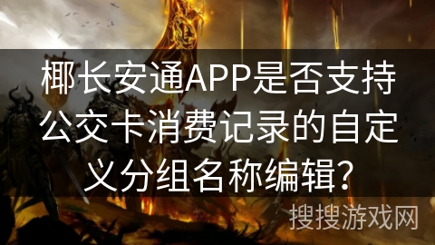 椰长安通APP是否支持公交卡消费记录的自定义分组名称编辑? 椰长安通APP是否支持公交卡消费记录的自定义分组名称编辑?