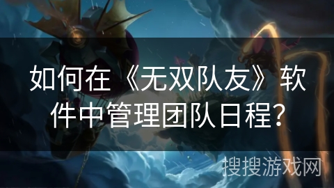 如何在《无双队友》软件中管理团队日程? 如何在《无双队友》软件中管理团队日程?