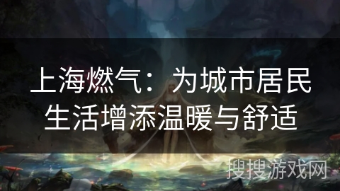 上海燃气:为城市居民生活增添温暖与舒适 上海燃气:为城市居民生活增添温暖与舒适