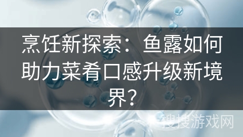 烹饪新探索：鱼露如何助力菜肴口感升级新境界？